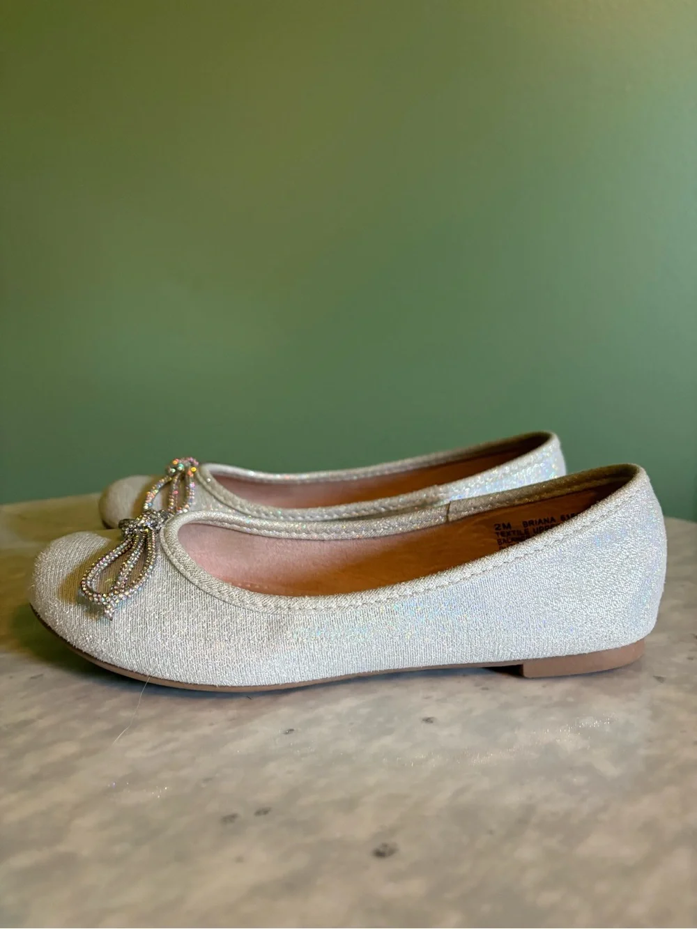 Sparkle Bow Ballet Flats - Glitter Shoes